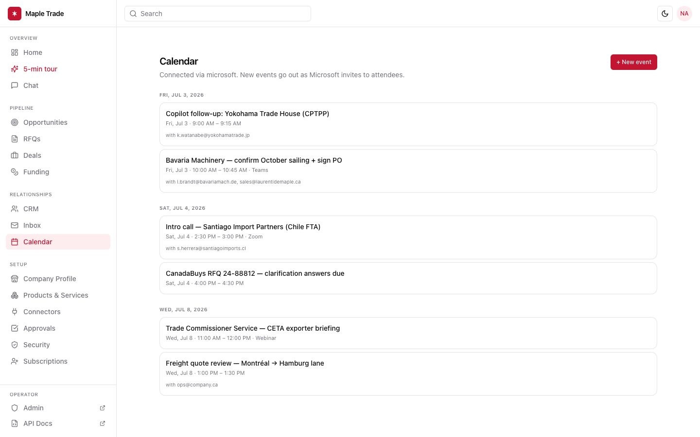 Shared calendar with copilot-scheduled follow-ups